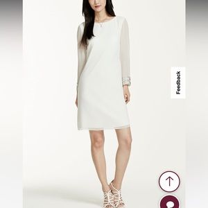 DB Studio Long sleeve white dress with beaded cuffs